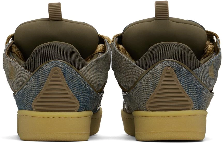 Lanvin SSENSE Exclusive Blue & Brown Curb Denim Sneakers 2