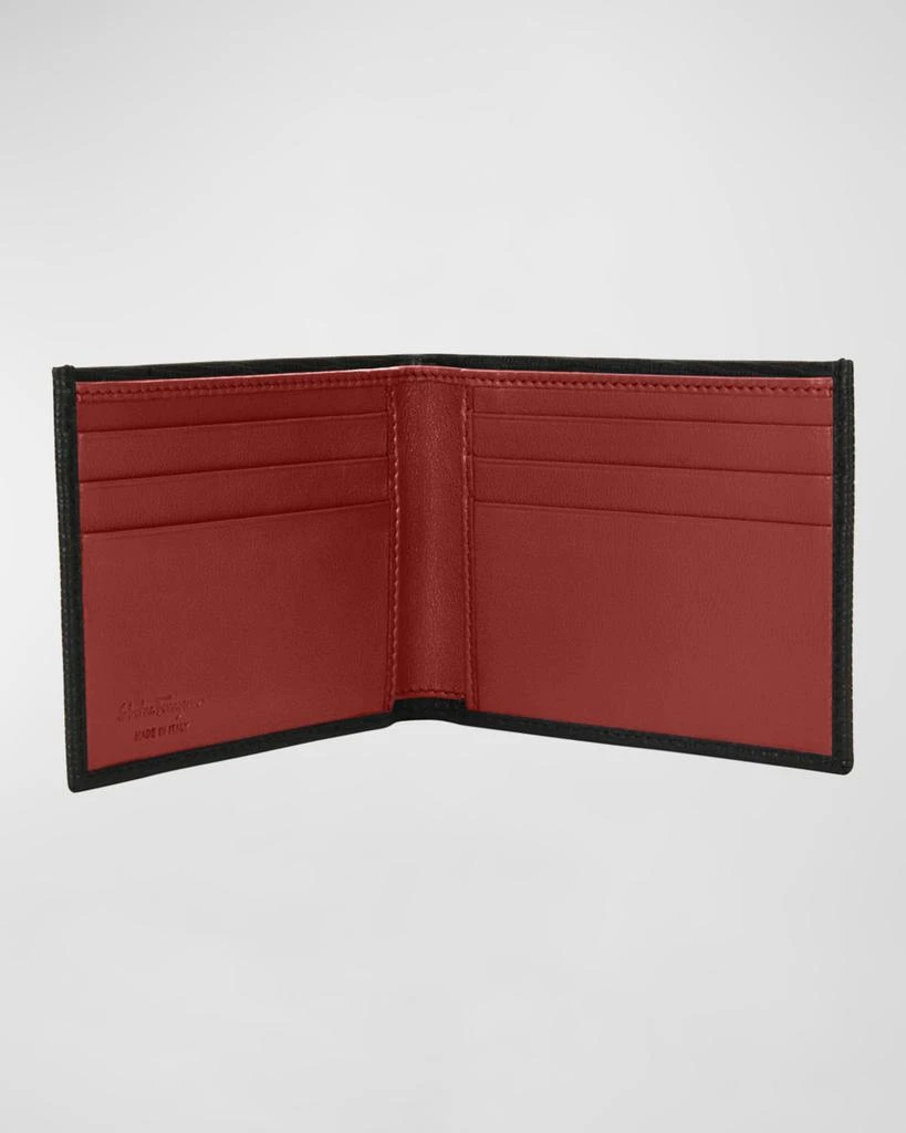 Salvatore Ferragamo Men's Revival Gancini Bi-Fold Leather Wallet, Black/Red 2