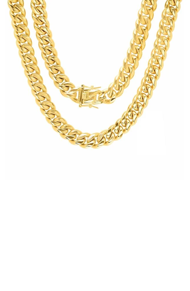 HMY JEWELRY Men
s 18K Gold Plate Curb Chain Necklace