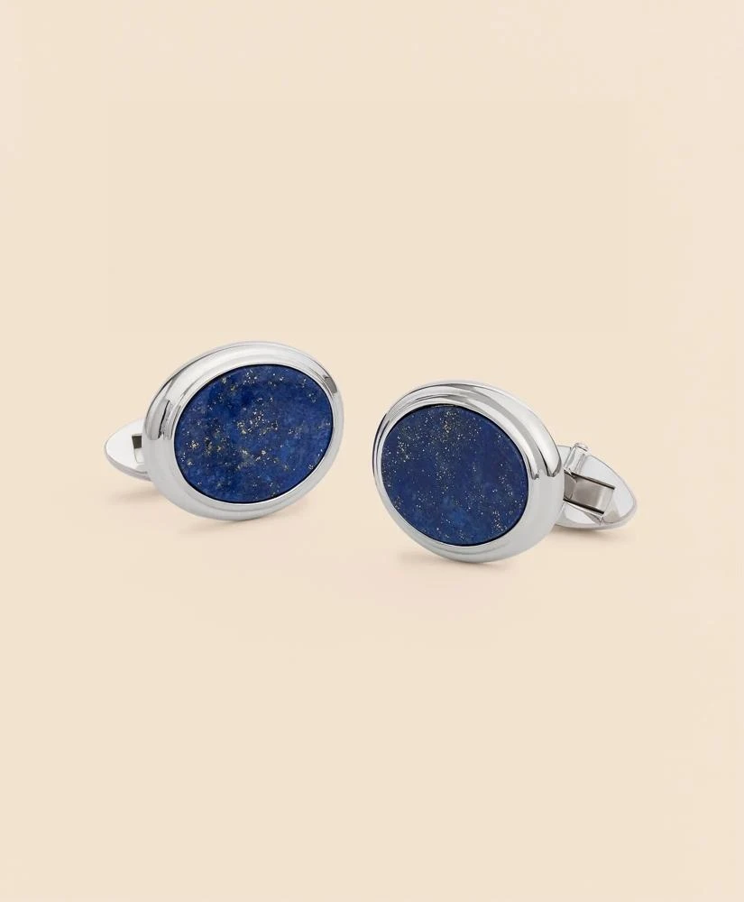 Brooks Brothers Sterling Silver Oval Rhodium-Plated Cufflinks 1