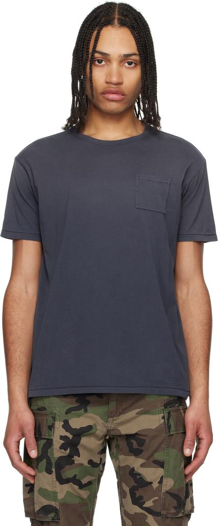 RRL Blue Garment-Dyed Pocket T-shirt