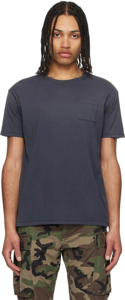 RRL Blue Garment-Dyed Pocket T-shirt 1