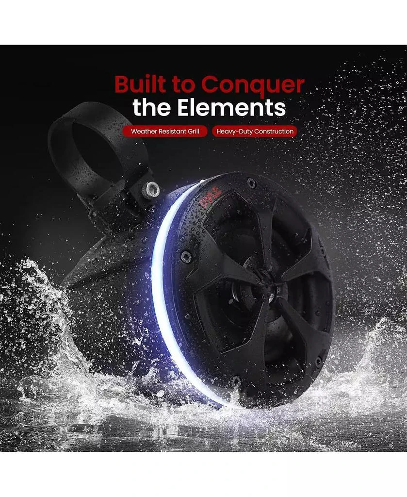 Pyle 4” Waterproof Off-Road Speakers, 800 Watt, RGB Lights, Remote Control (2 Pairs) 4