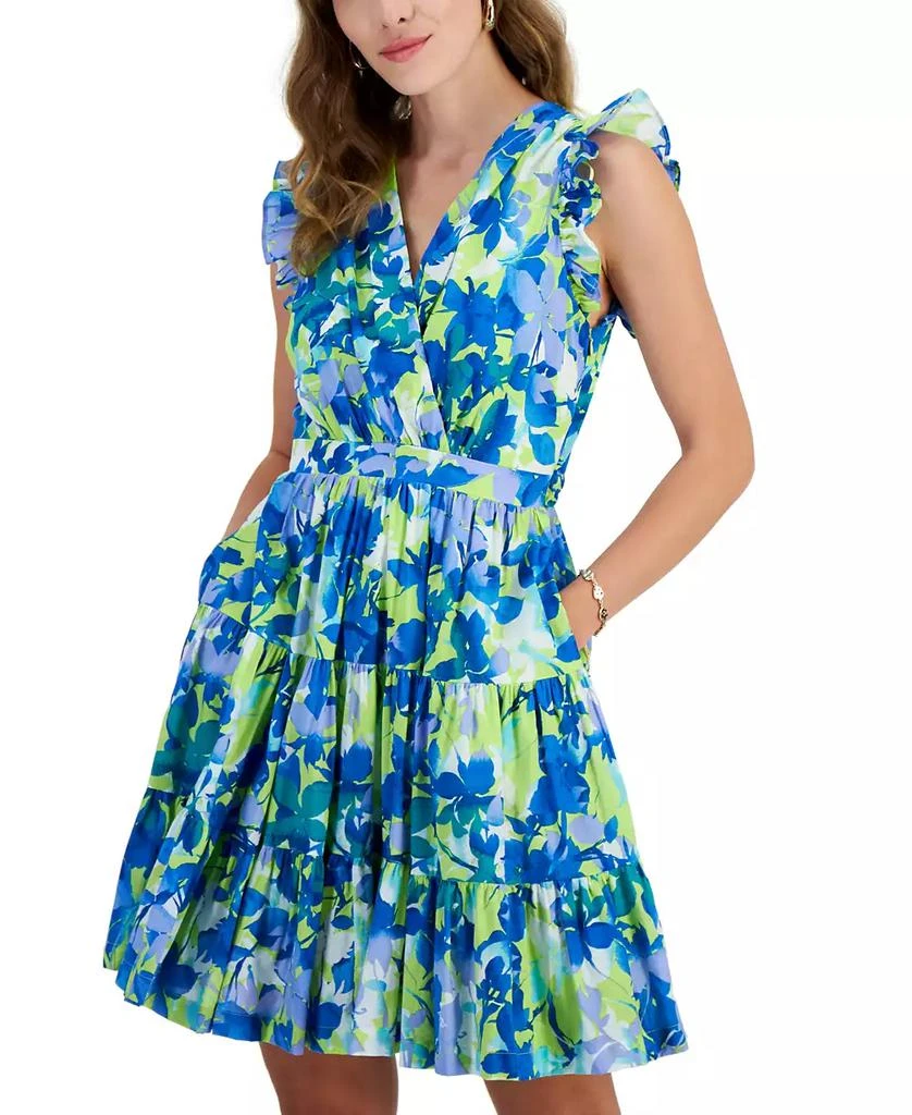 Taylor Petite V-Neck Sleeveless Cotton A-Line Dress 4