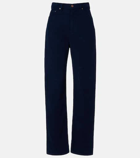 High-rise cotton corduroy straight pants