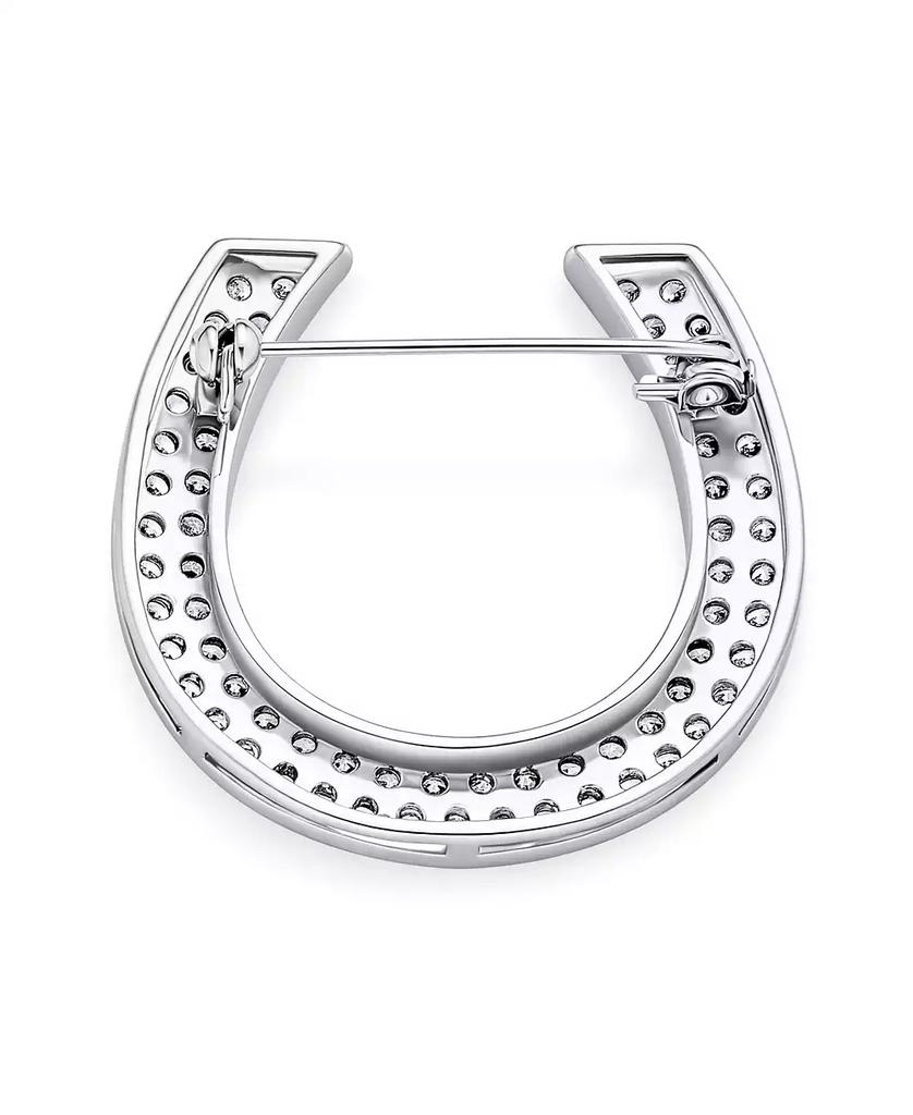 Bling Jewelry Large Western Fashion Statement Equestrian Cubic Zirconia Pave CZ Scarf Horseshoe Brooch Pin