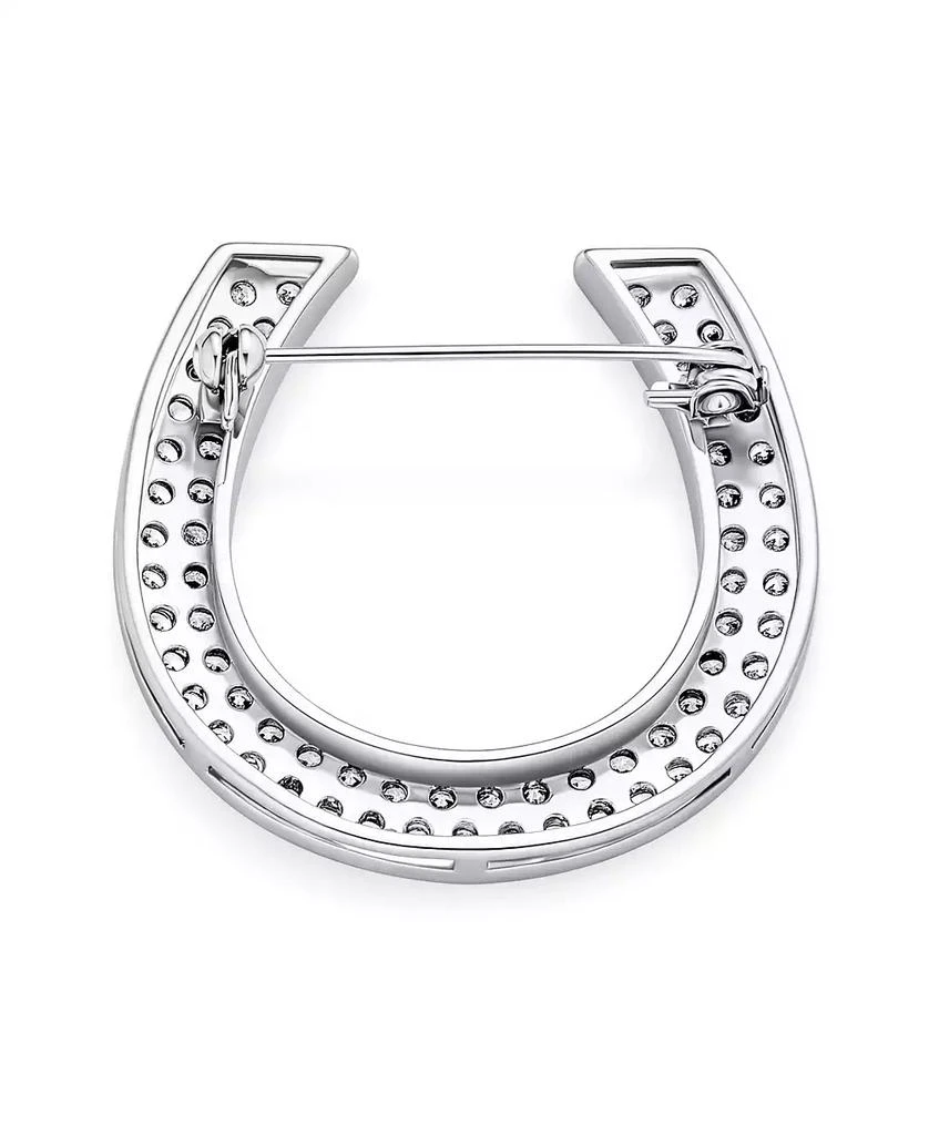 Bling Jewelry Large Western Fashion Statement Equestrian Cubic Zirconia Pave CZ Scarf Horseshoe Brooch Pin 2