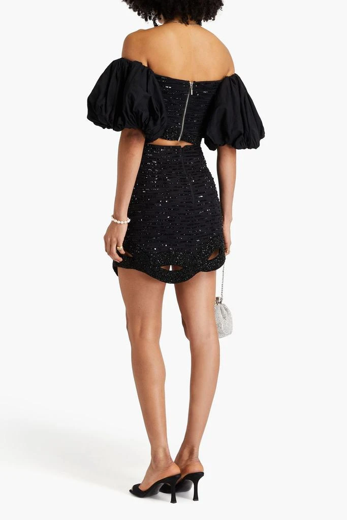 Aje New Catara off-the-shoulder cropped embellished cotton-poplin top 3