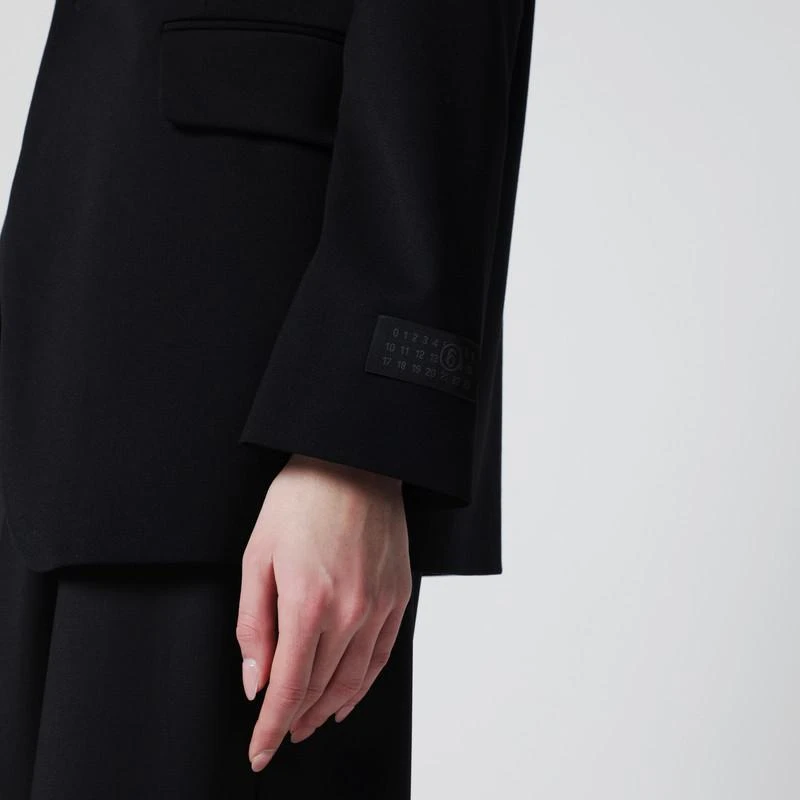MM6 Black collarless single-breasted blazer 4