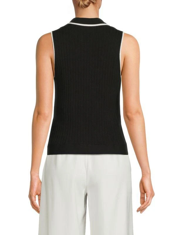 Saks Fifth Avenue Rib-Knit Collared Sweater Vest 2