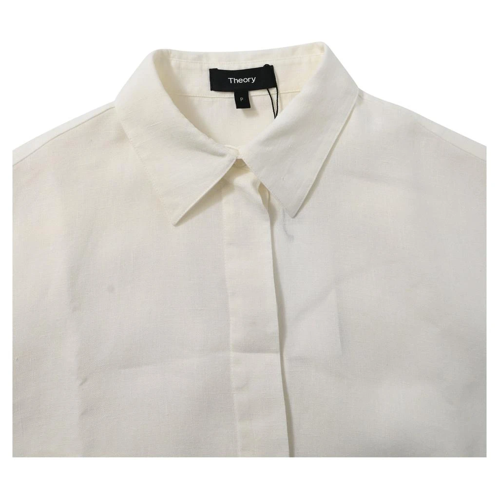 Theory Belted Maxi Shirt Dress in White Linen 5