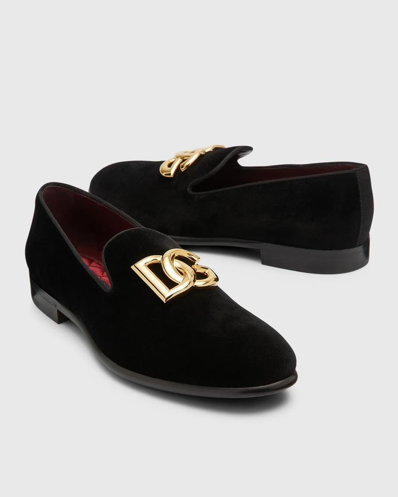 Dolce & Gabbana Men's Logo Velvet Dress Loafers 8