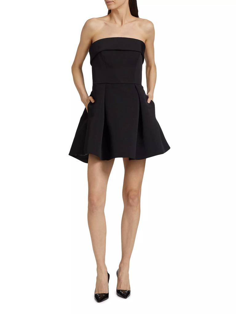 Amsale Box-Pleated Faille Minidress