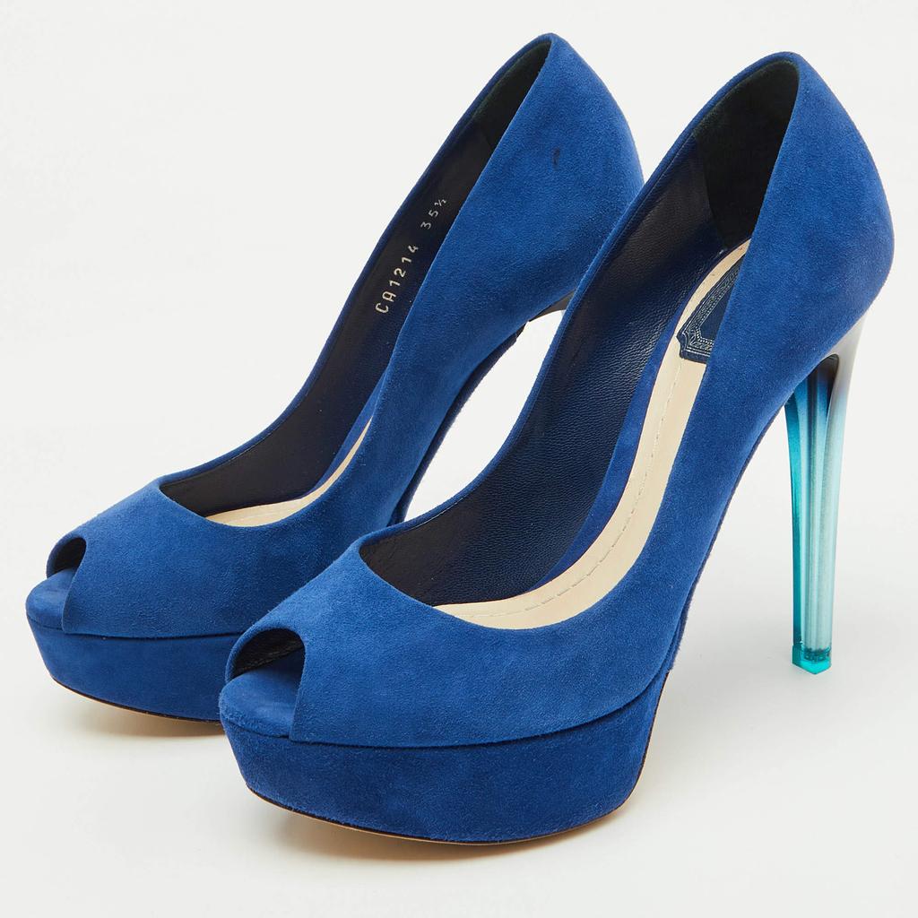 Shop Dior Blue Suede Miss Dior Peep Toe Platform Pumps Size Shop Dior Blue Suede Miss Dior Peep Toe Platform Pumps Size