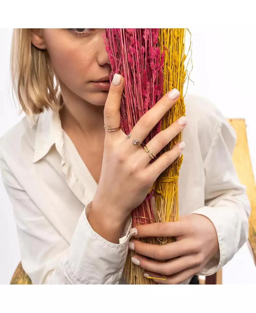 Spero London Sterling Silver Pave Jewelled Safety Pin Ring 5