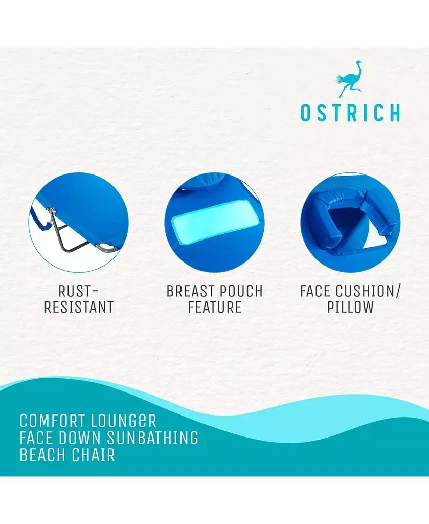 Ostrich Ladies Comfort Lounger, Beach Camping Pool Tanning Chair, Ocean Blue 5