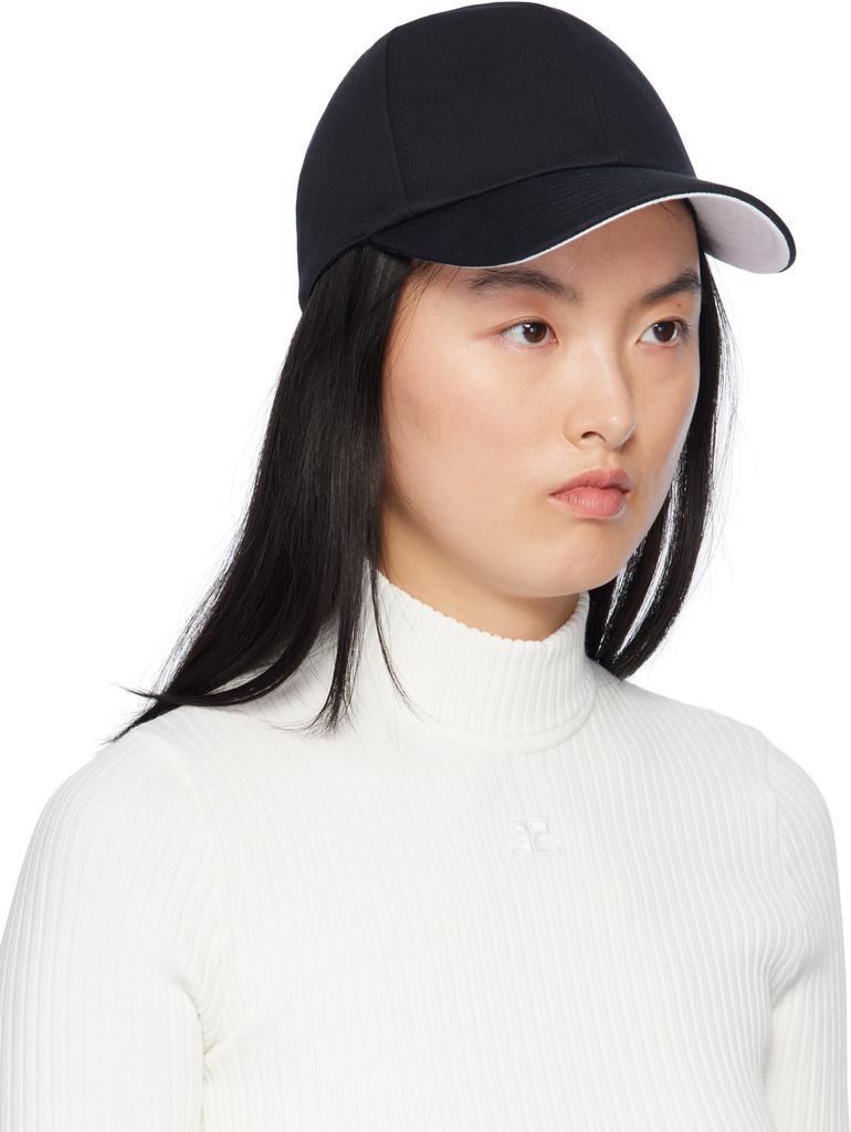 Courrèges Black Signature 'AC' Cotton Cap