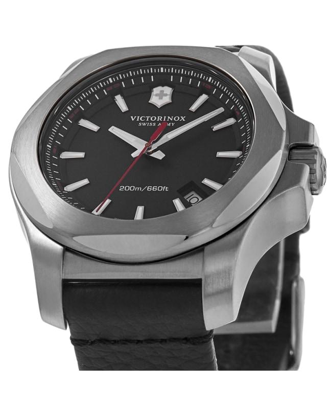 Swiss Army Victorinox Swiss Army I.N.O.X. Black Dial Black Leather Men's Watch 241737