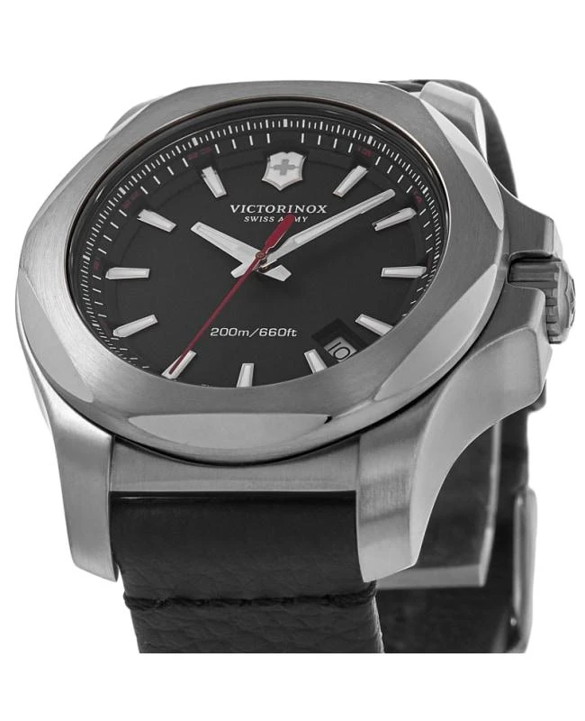 Swiss Army Victorinox Swiss Army I.N.O.X. Black Dial Black Leather Men's Watch 241737 2