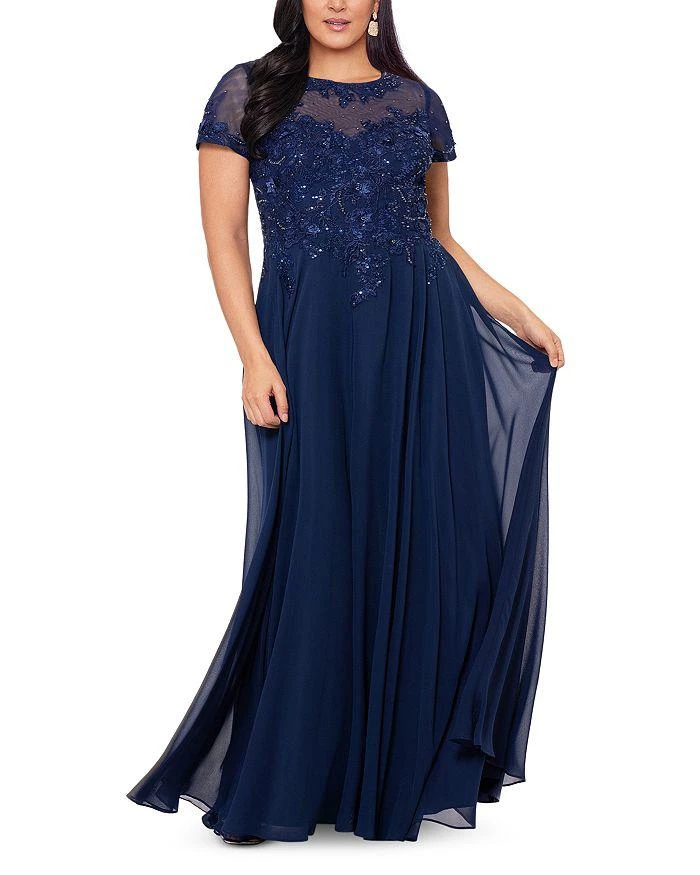 XSCAPE Beaded Mesh Gown 1