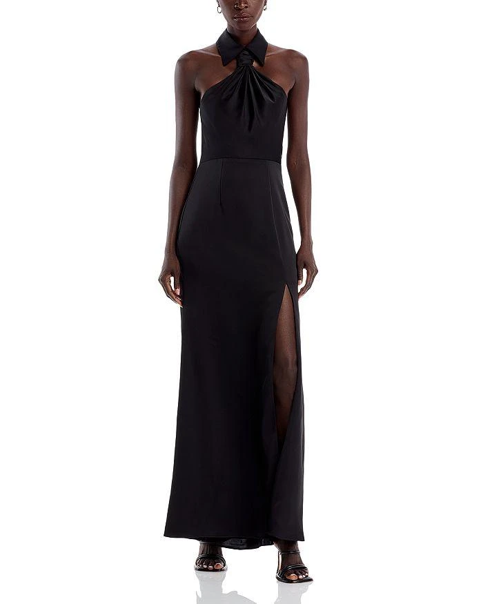 HALSTON Gemi Satin Gown Dresses Skirts Free Shipping