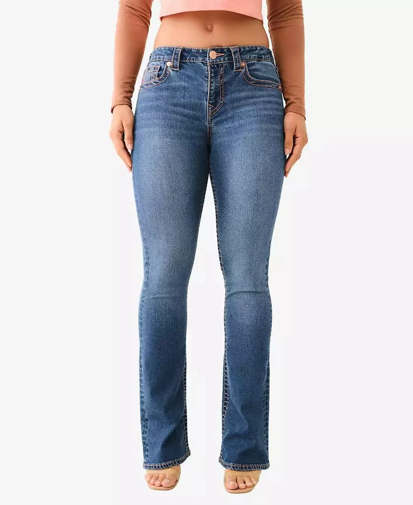 True Religion Women's Becca Mid Rise Big T Bootcut Jeans 1