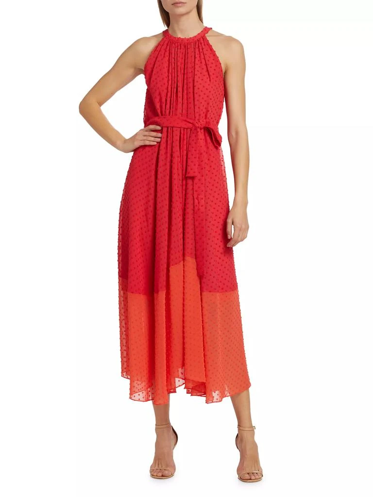 Elie Tahari Jeanne ColorblockedTie-Waist Sleeveless Midi-Dress 3