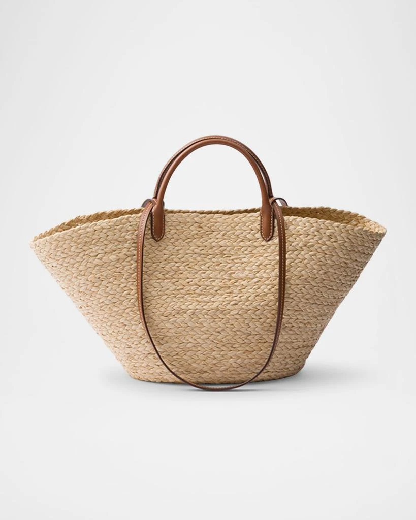 Prada Large Raffia and Leather Tote Bag 3