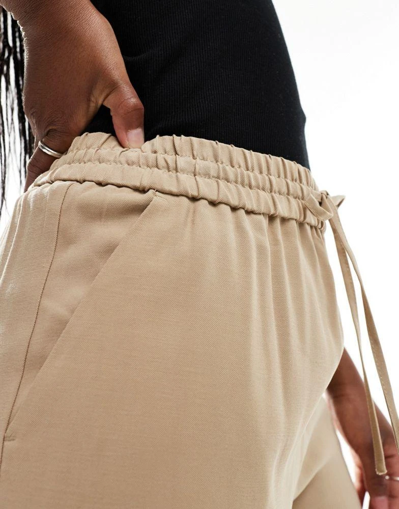 Miss Selfridge Miss Selfridge soft touch pull on wide leg trouser in stone 5