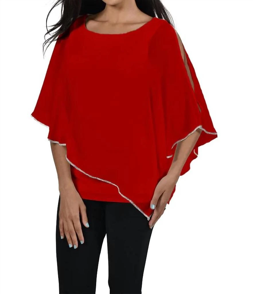 Frank Lyman Frank Lyman - Chiffon Overlay With Embellished Trim Top