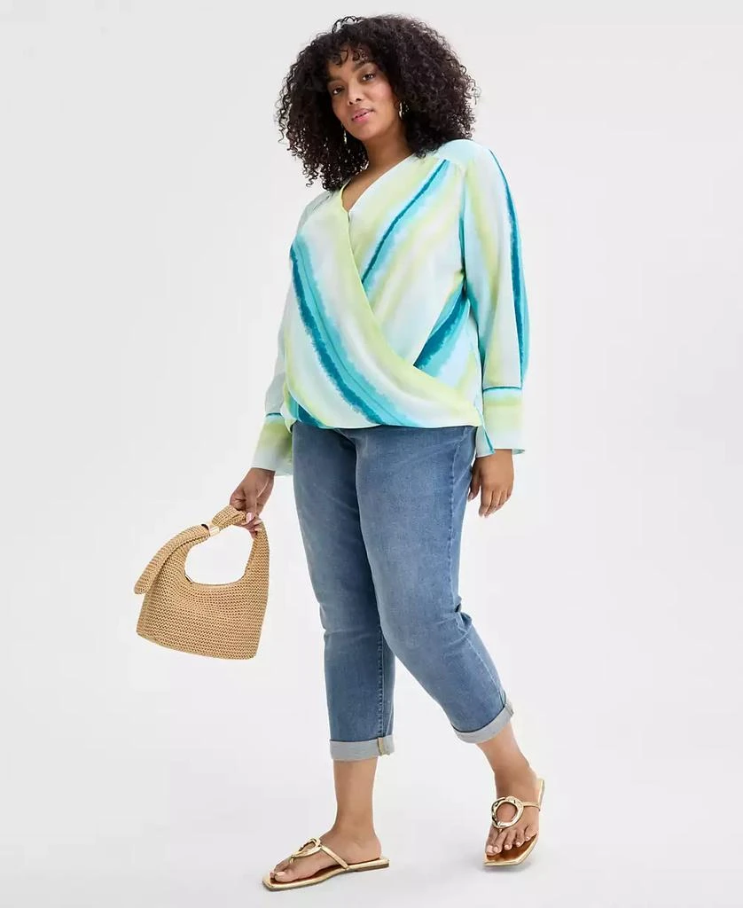 INC International Plus Size Cuffed Surplice Blouse, Exclusively at Macy's 2