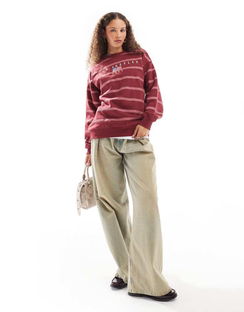 Daisy Street Daisy Street pink stripe LA embroidered sweatshirt