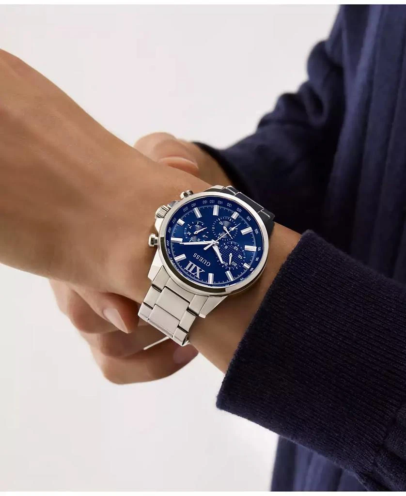 GUESS Men's Multifunction Silver Tone Stainless Steel Watch, 44mm 6