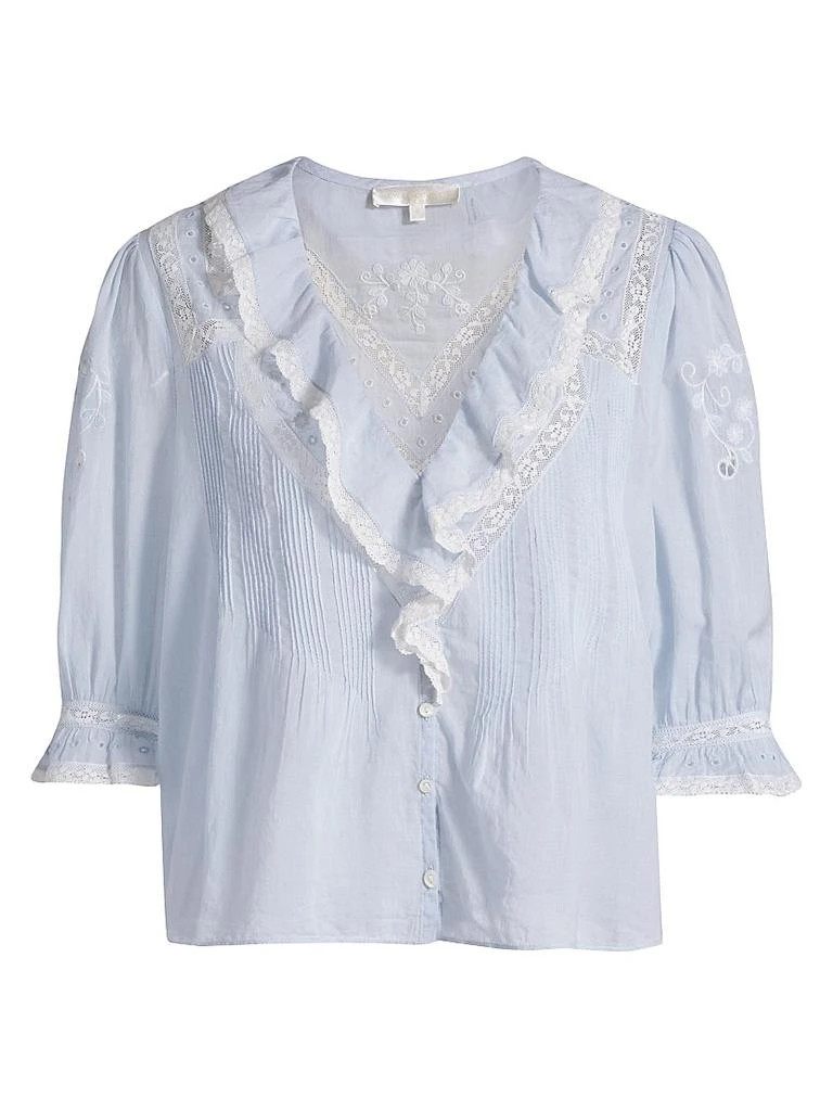 LOVESHACKFANCY Sinora Ruffled & Lace Cotton Top 1