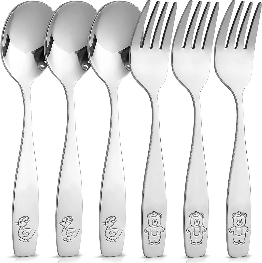 Zulay Kitchen Child and Toddler Silverware Set for Self Feeding (3 Spoons & 3 Forks) 1