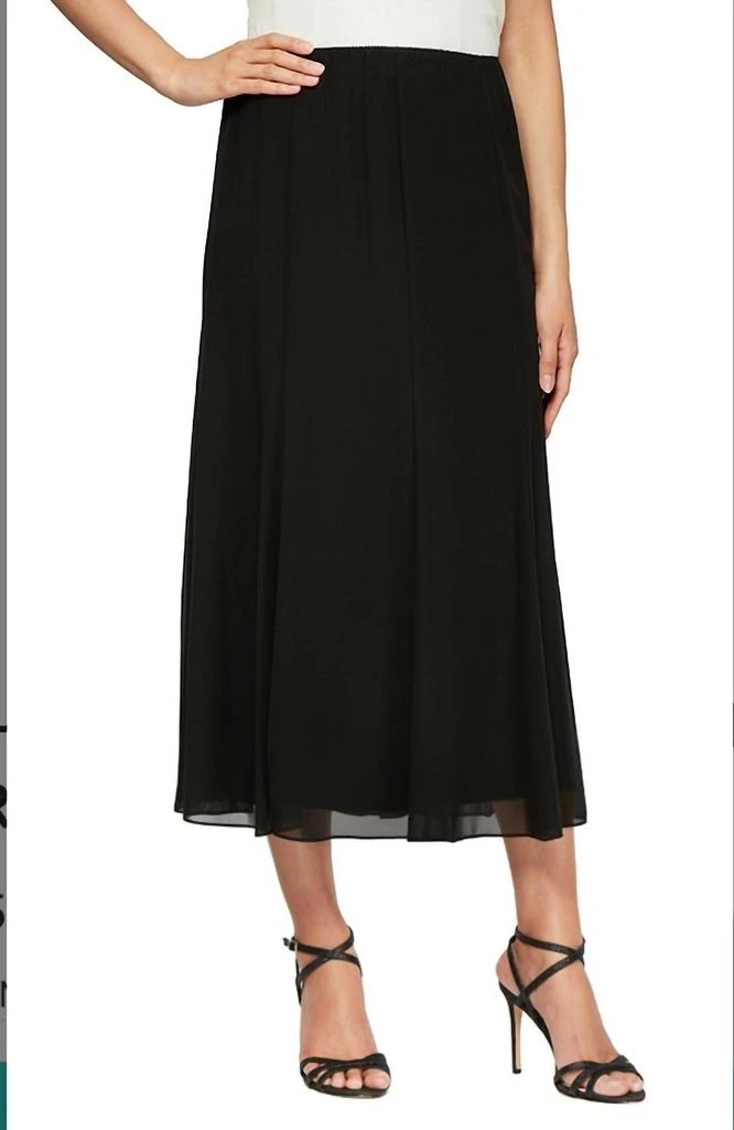 Alex Evenings Chiffon Tea-Length Skirt In Black 1