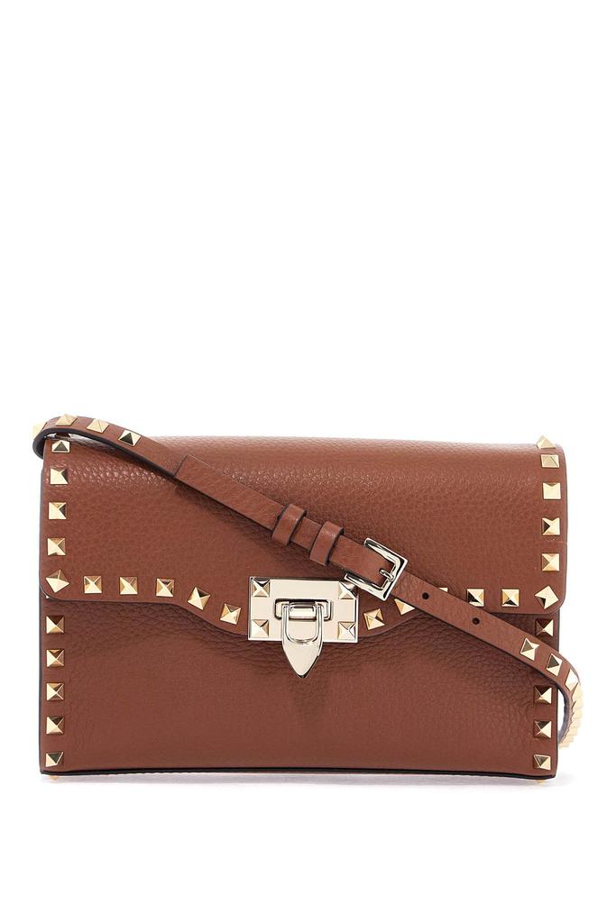 Valentino small brown leather shoulder bag with studs