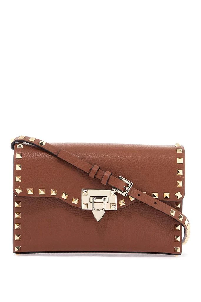 VALENTINO GARAVANI small brown leather shoulder bag with studs 1