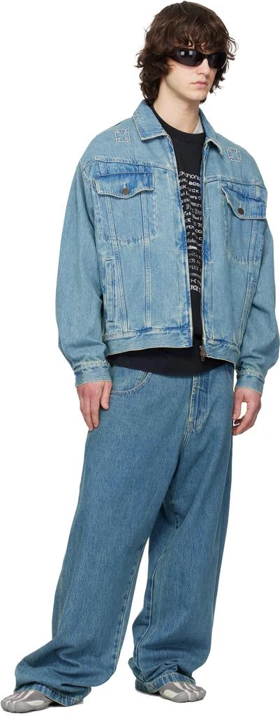 Vetements Blue Biker Crosses Denim Jacket 4