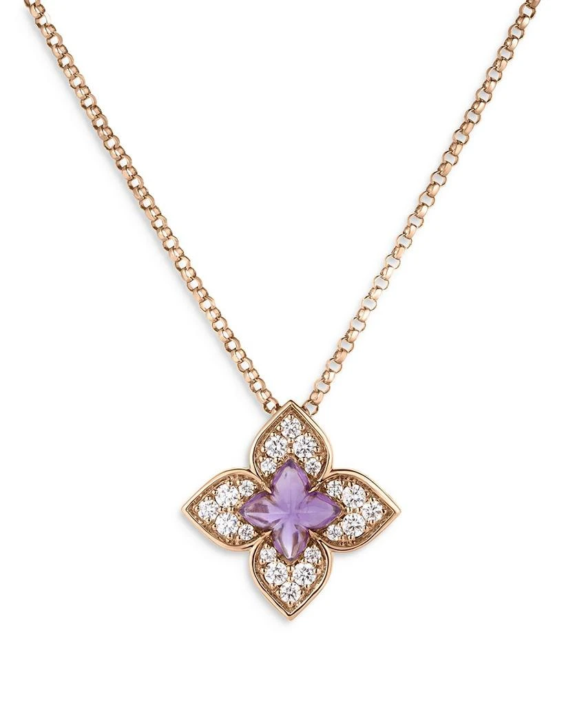 Roberto Coin 18K Rose Gold Venetian Princess Carnival Amethyst 
Diamond Flower Pendant Necklace, 16-17" 1