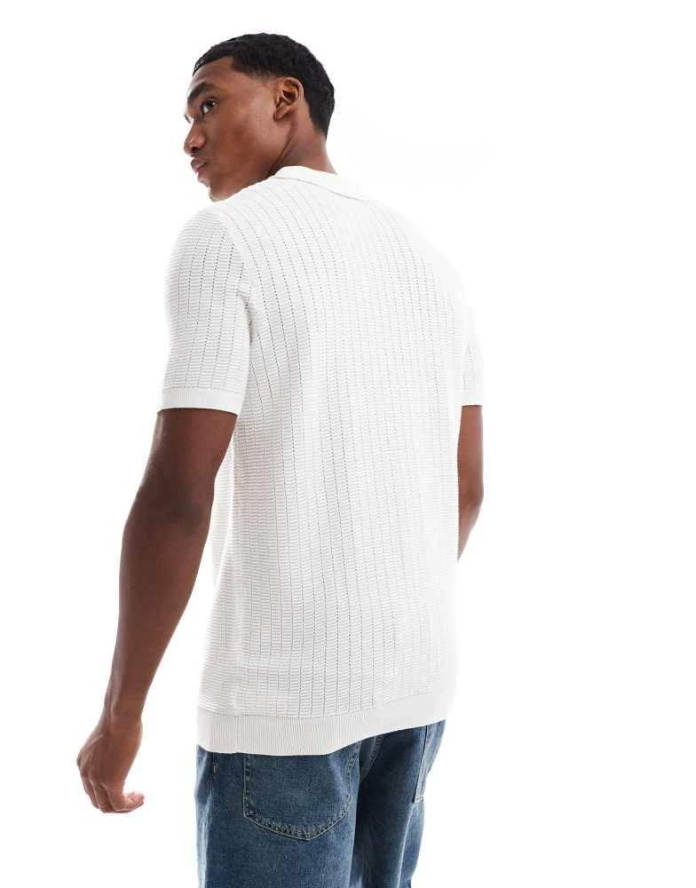 Brave Soul Brave Soul Knitted short sleeve shirt in off white 4