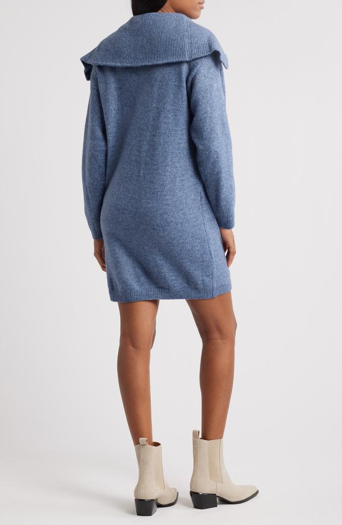 ALL IN FAVOR Zip Collar Long Sleeve Mini Sweater Dress