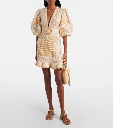 Farm Rio Printed belted linen minidress 2