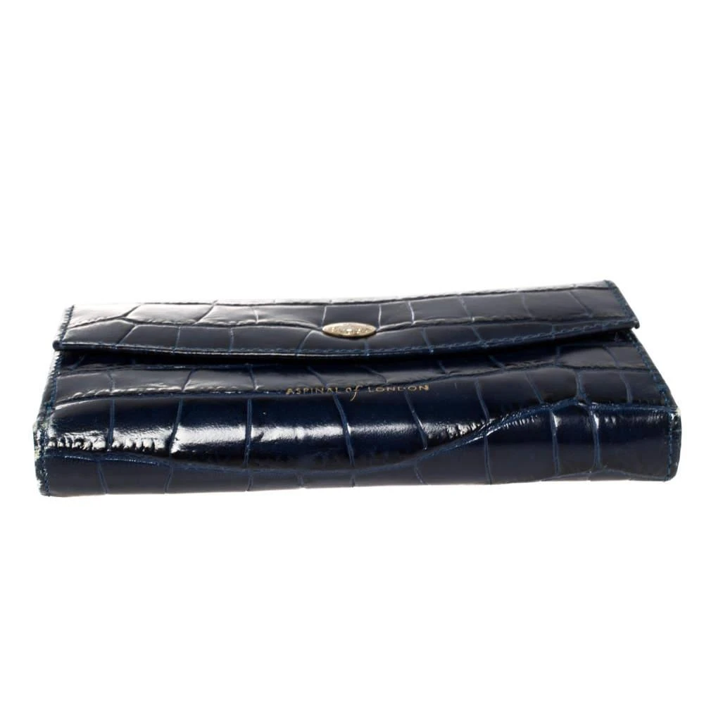 Aspinal of London Aspinal Of London Blue Crocodile Embossed Leather Bifold Wallet 8