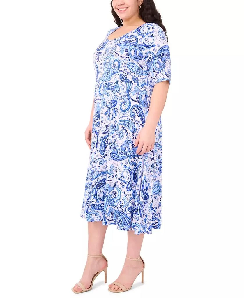 MSK Plus Size Printed Jersey Elbow-Sleeve Midi Dress 3