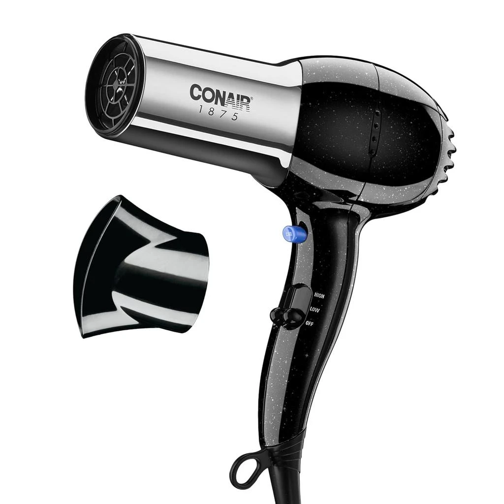 ERUULE Hair Dryer, 1875W Full-Size Hair Dryer with Ionic Conditioning, Blow Dryer, Tourmaline Ceramic Technology for Quick Drying, Black/Chrome
