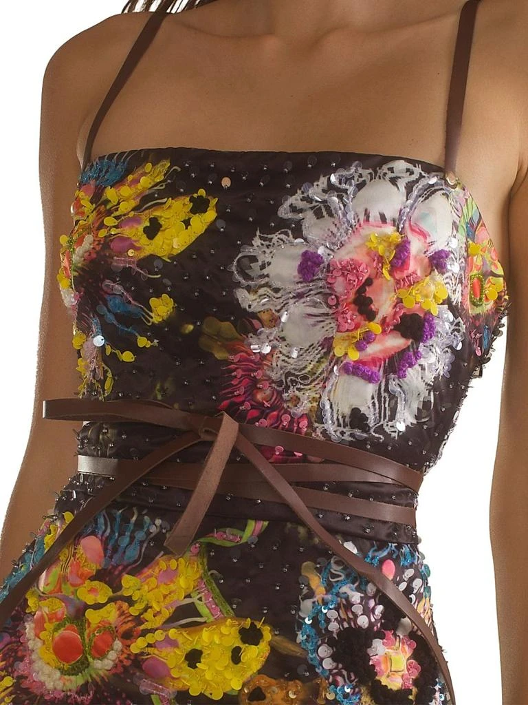 Cynthia Rowley Floral Satin Sequin-Embellished Sleeveless Minidress 6