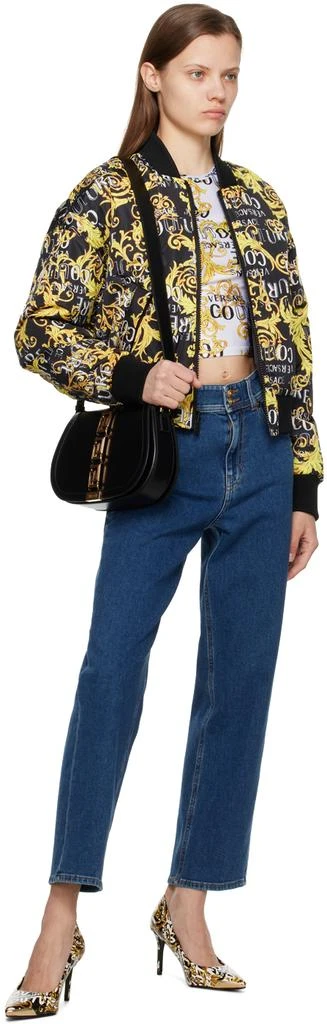 Versace Black Reversible Graphic Bomber Jacket 5