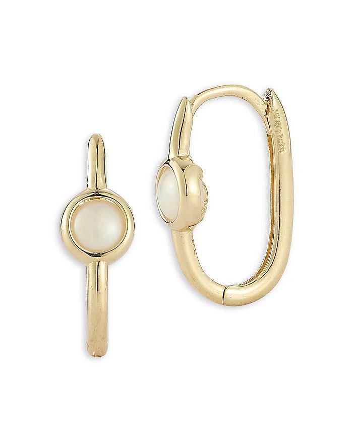 Bloomingdale
s Fine Collection Freshwater Pearl Bezel Huggie Hoop Earrings in 14K Yellow Gold