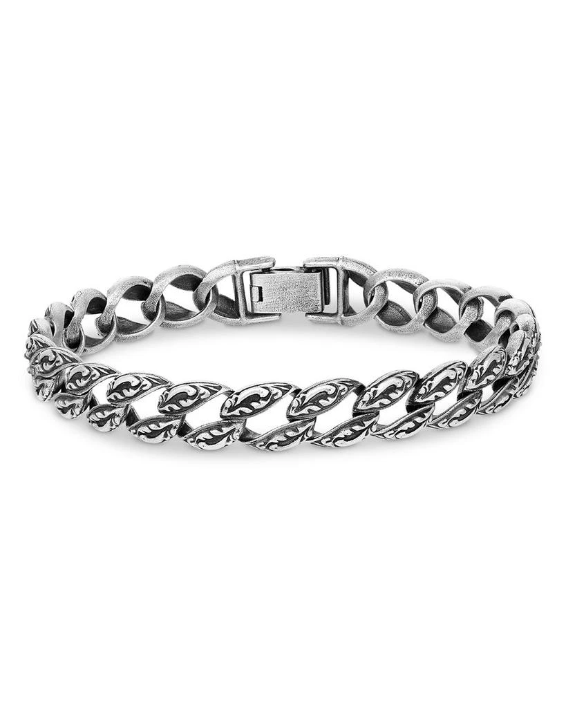 John Varvatos Men
s Sterling Silver Gothic Textured Curb Link Bracelet 1